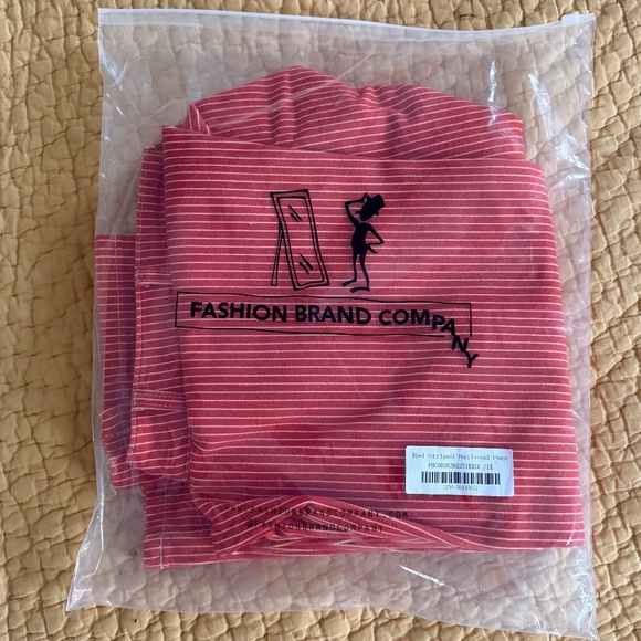 NWT Fashion Brand Company Red Striped Railroad Pant, size 1x - Picture 9 of 9